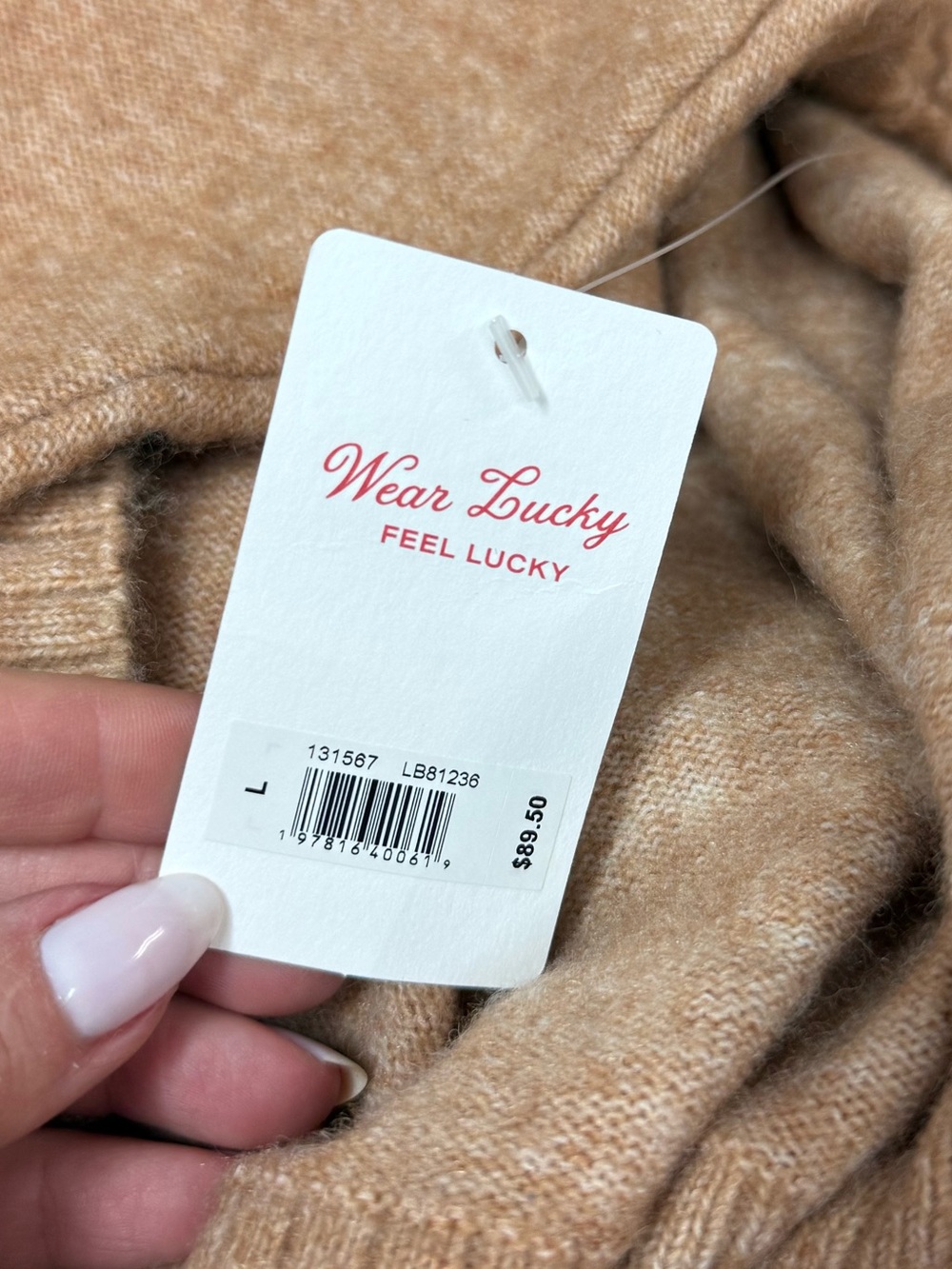 Lucky Brand Camel Crewneck Sweater Soft Knit Pullover Size L NWT - Picture 7 of 11